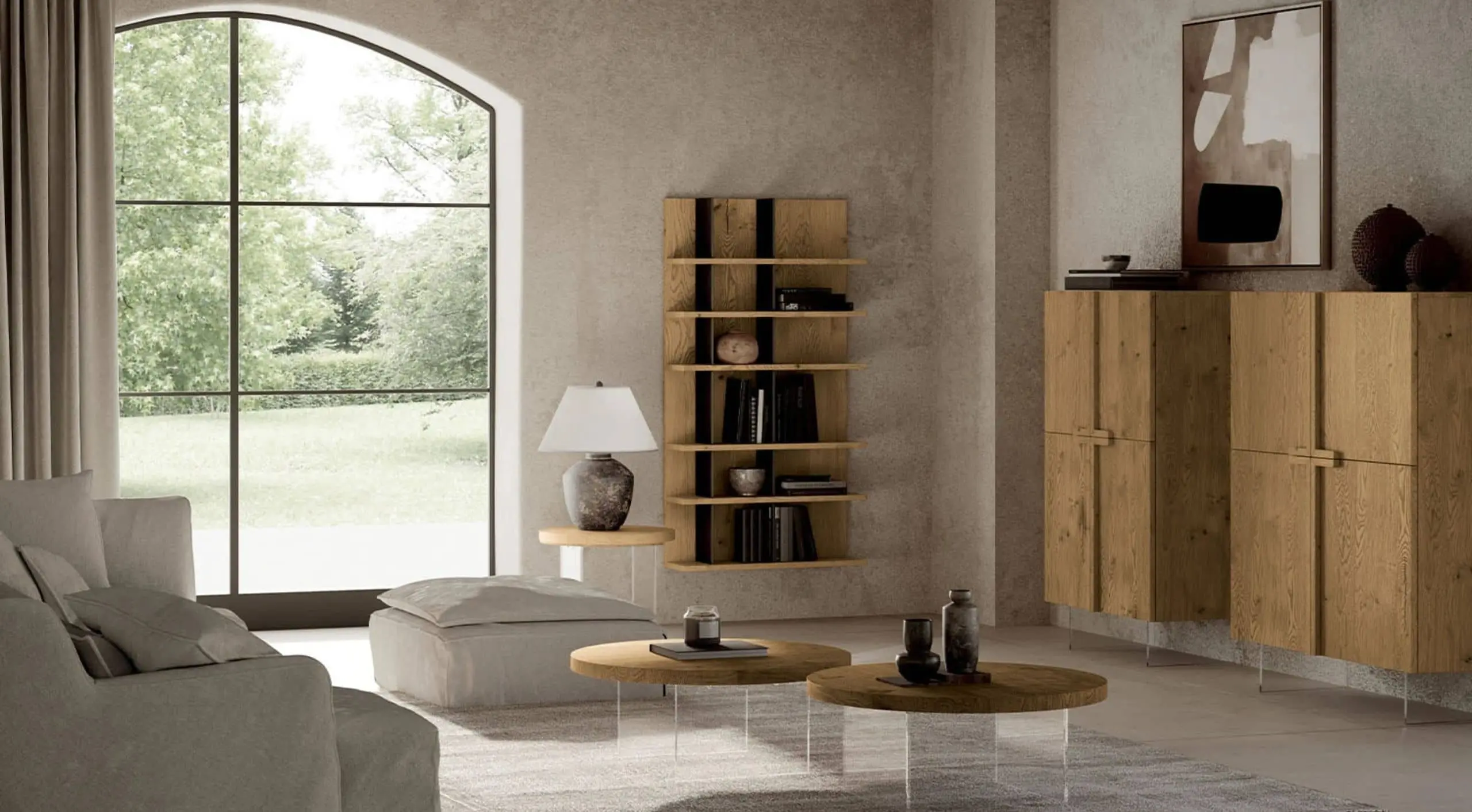 arredamento living legno naturale