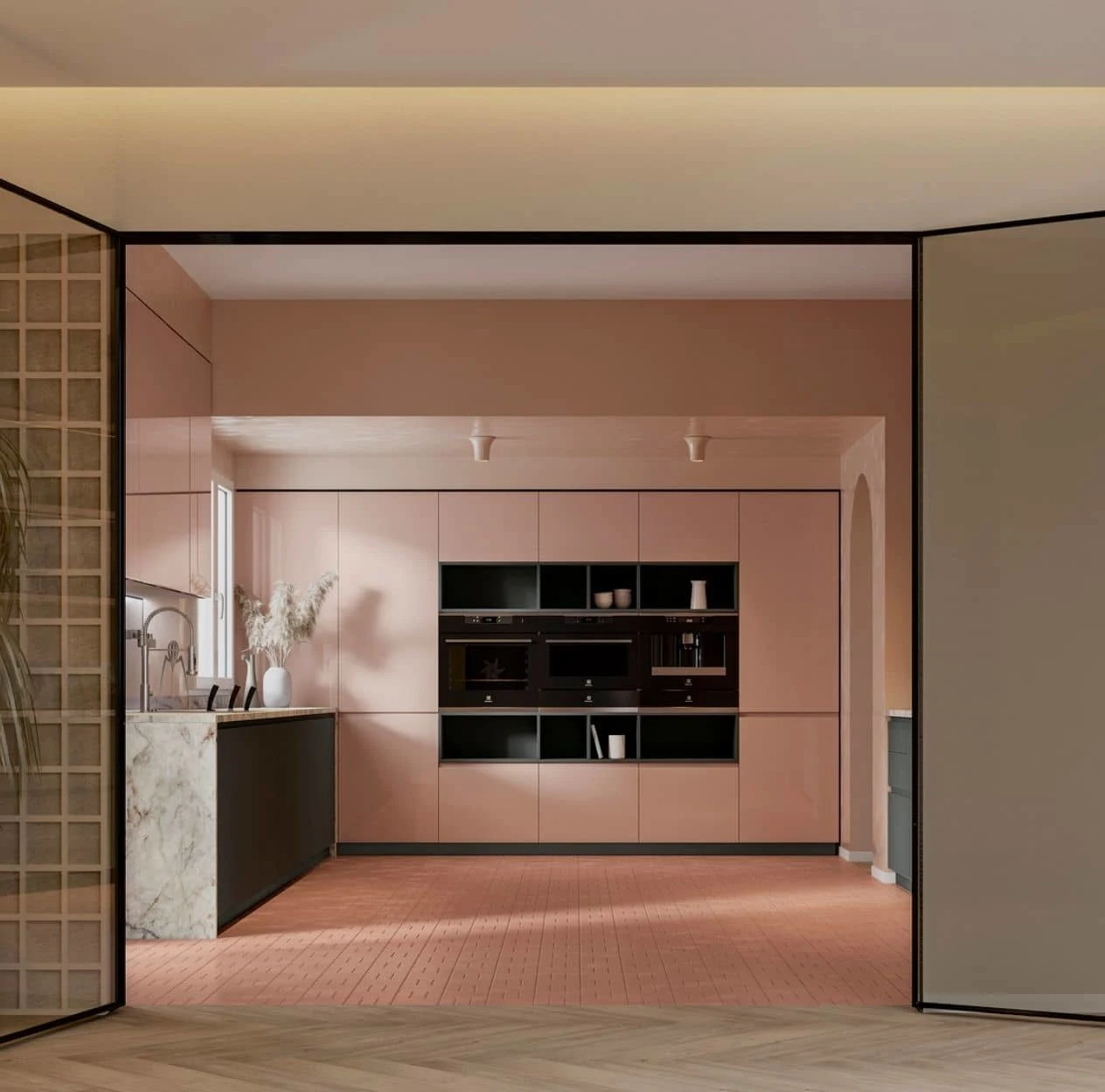 cucine: cucina moderna rosa