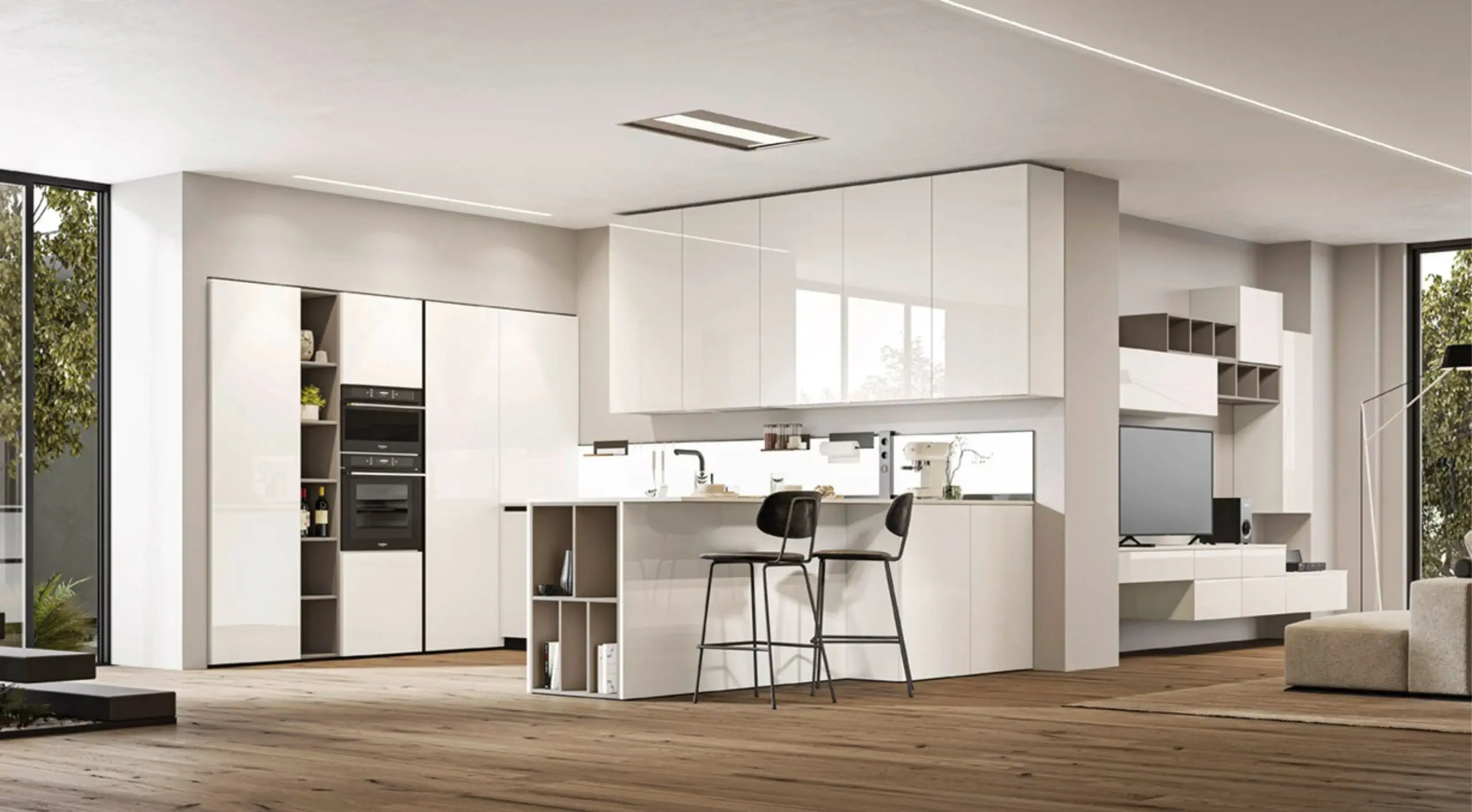 cucina bianca di design su misura